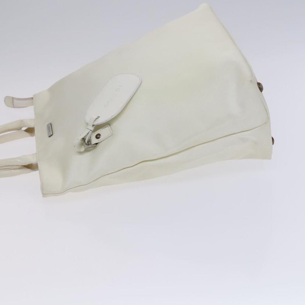 GUCCI Hand Bag Nylon Patent Leather 2way White Silver Auth bs23294 - Picture 4 of 16